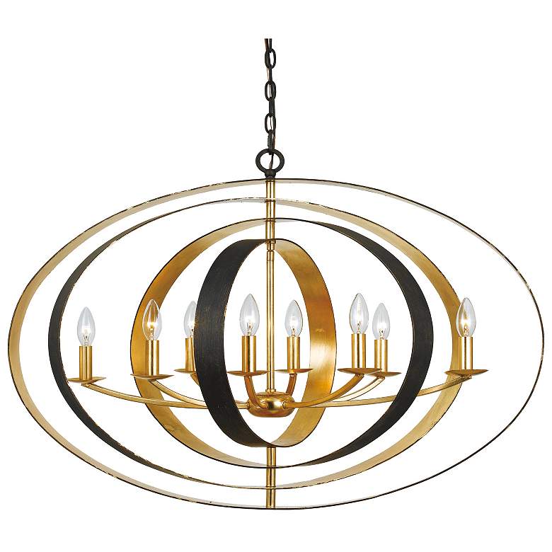 Image 2 Crystorama Luna 36 inch Wide Bronze and Gold Oval Chandelier