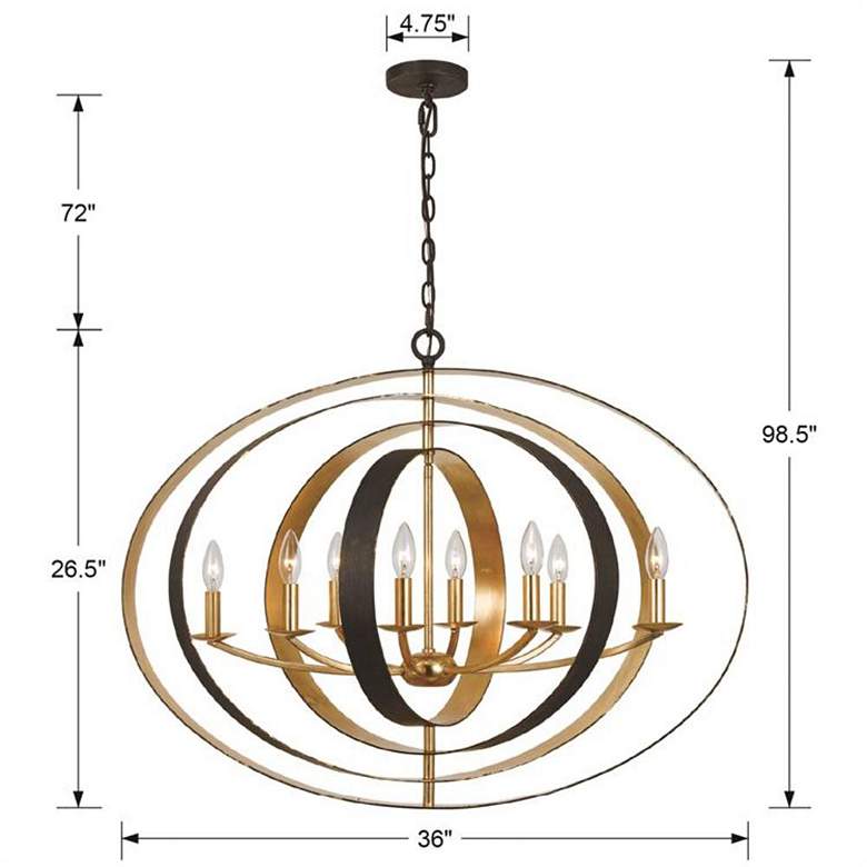 Image 6 Crystorama Luna 36" Wide Bronze and Gold Oval Chandelier more views