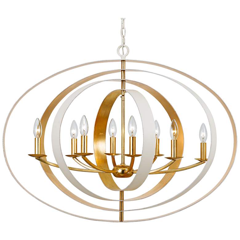 Crystorama Luna 36&quot;W Matte White and Gold 8-Light Chandelier