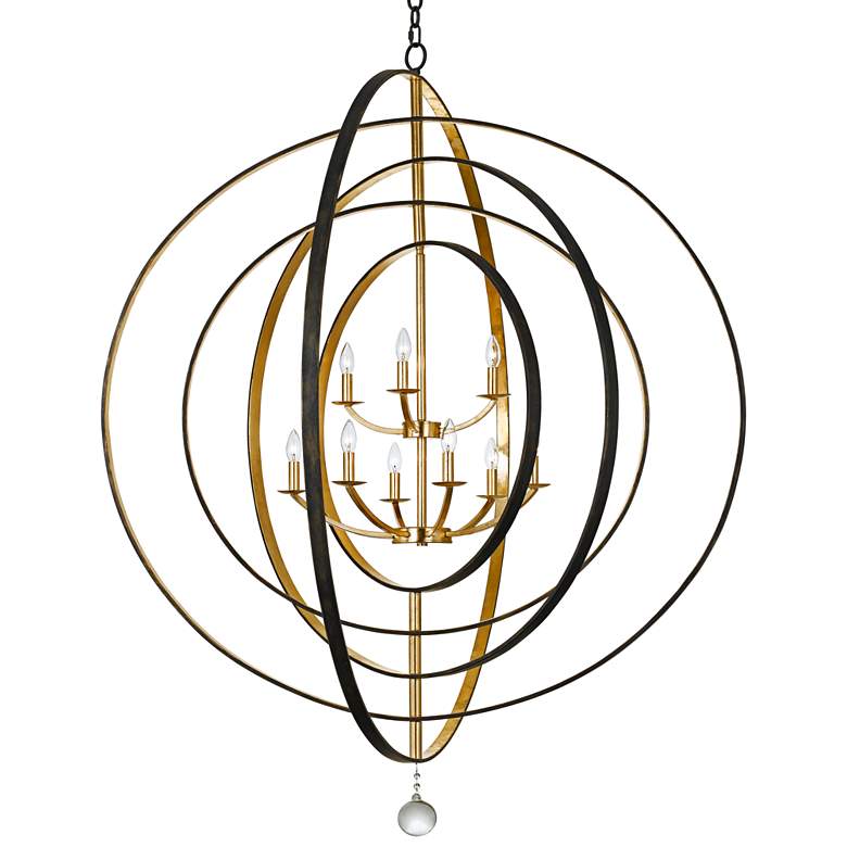 Image 2 Crystorama Luna 48 inch Bronze and Gold 9-Light Modern Open Orb Chandelier