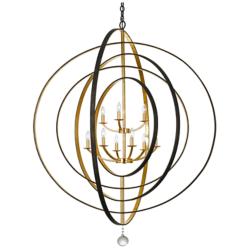 Crystorama Luna 48" Bronze and Gold 9-Light Modern Open Orb Chandelier