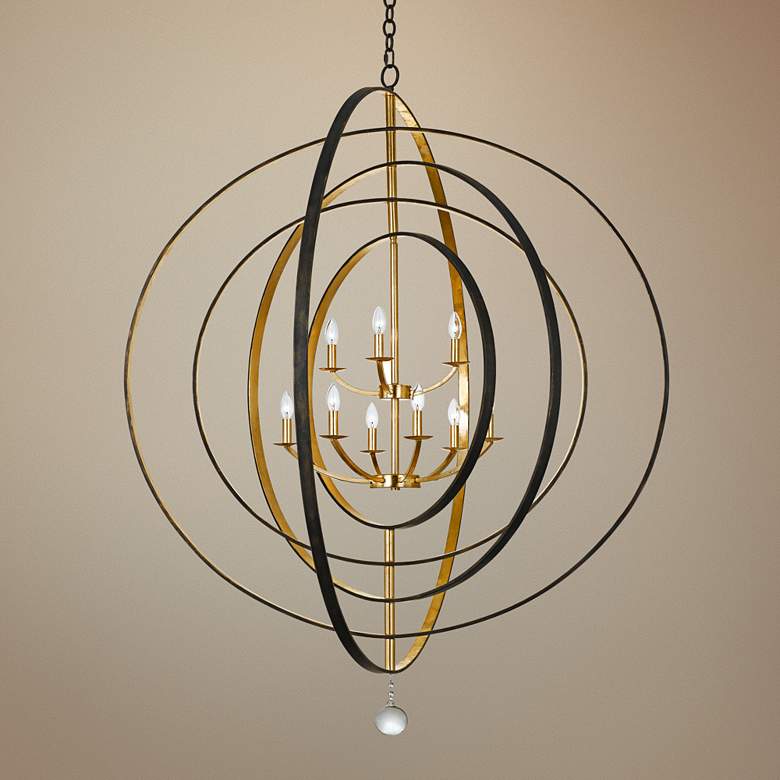 Image 1 Crystorama Luna 48 inch Bronze and Gold 9-Light Modern Open Orb Chandelier