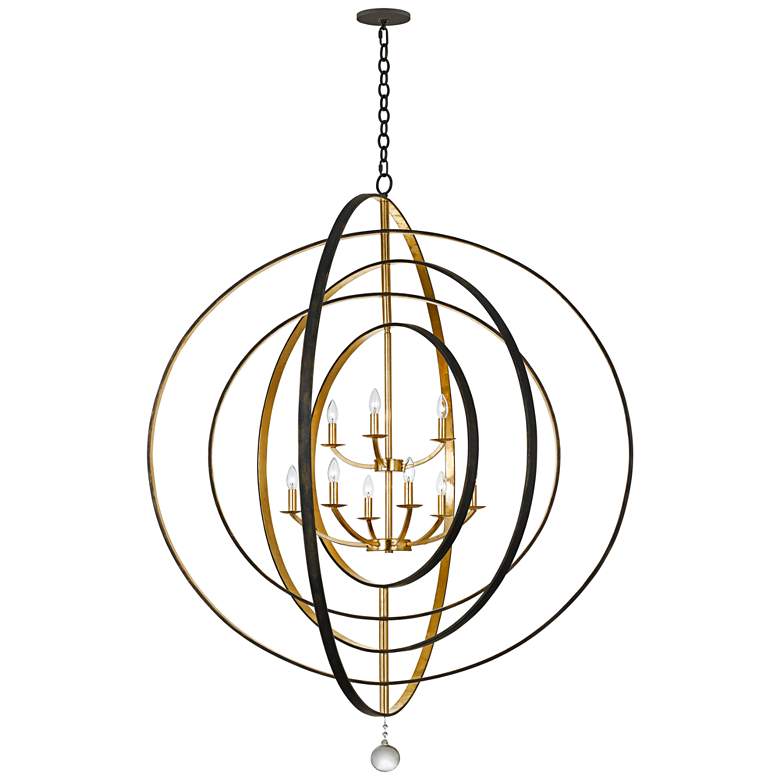 Image 3 Crystorama Luna 48 inch Bronze and Gold 9-Light Modern Open Orb Chandelier more views