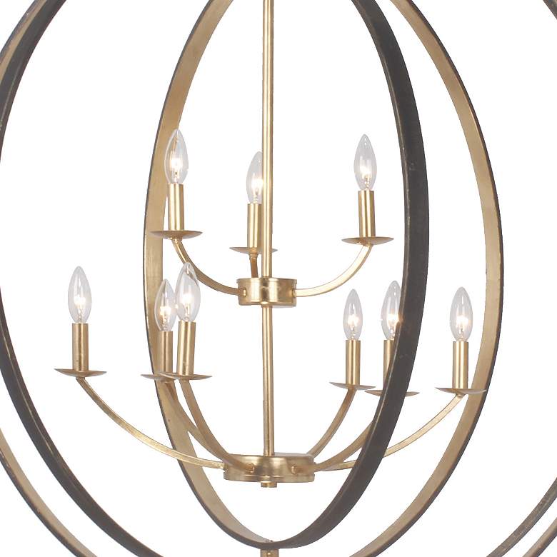Image 6 Crystorama Luna 48" Bronze and Gold 9-Light Modern Open Orb Chandelier more views