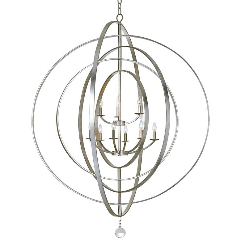 Image 1 Crystorama Luna 48" Wide Antique Silver 9-Light Chandelier
