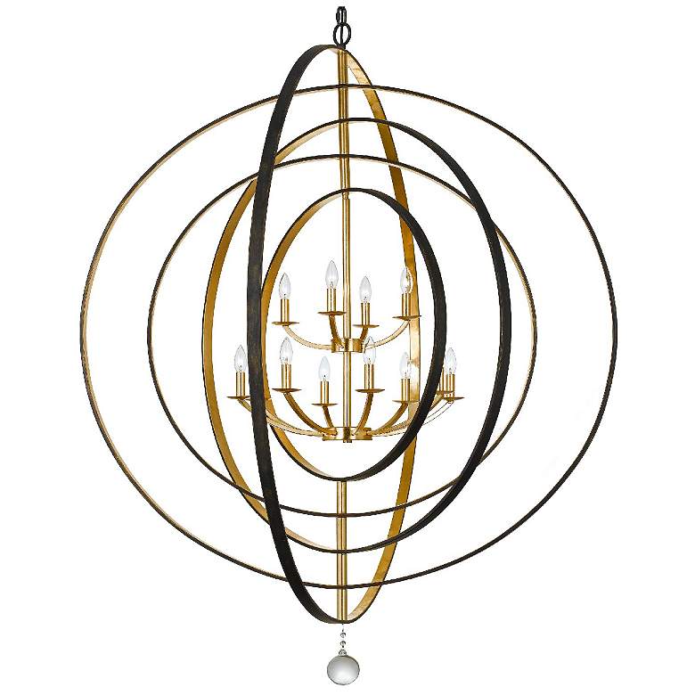 Image 1 Crystorama Luna 60 inch Wide Bronze-Gold 12-Light Modern Large Chandelier