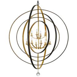 Crystorama Luna 60" Wide Bronze-Gold 12-Light Modern Large Chandelier