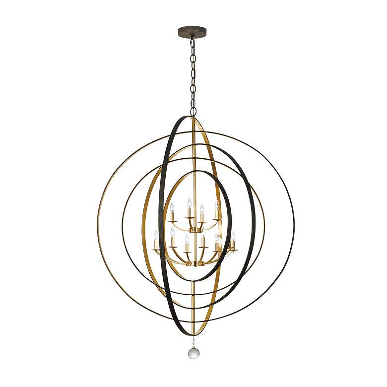 Image 2 Crystorama Luna 60" Wide Bronze-Gold 12-Light Modern Large Chandelier more views