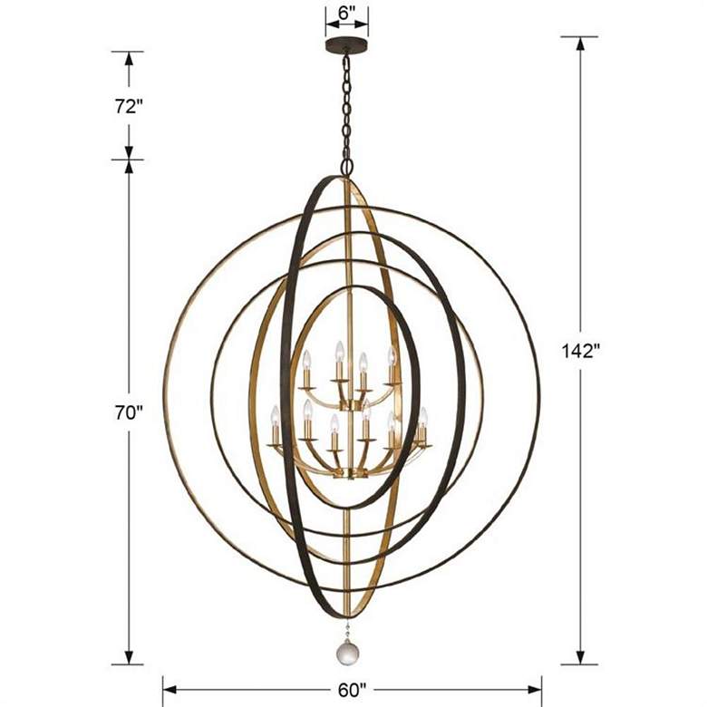 Image 4 Crystorama Luna 60 inch Wide Bronze-Gold 12-Light Modern Large Chandelier more views