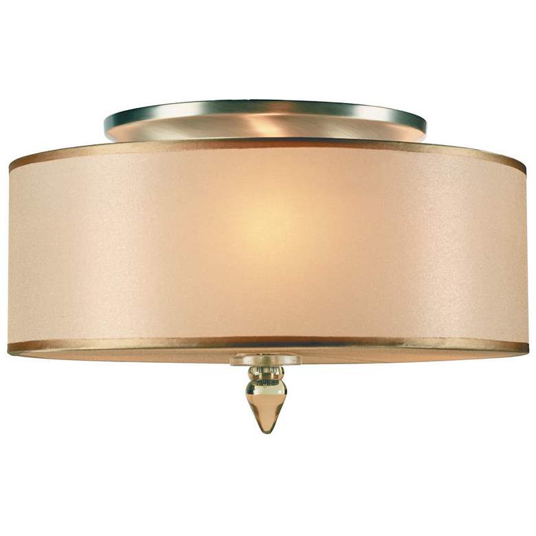 Image 1 Crystorama Luxo 14" Wide Antique Brass Drum Ceiling Light