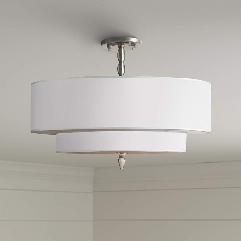 Image 1 Crystorama Luxo 26" Wide Satin Nickel Ceiling Light