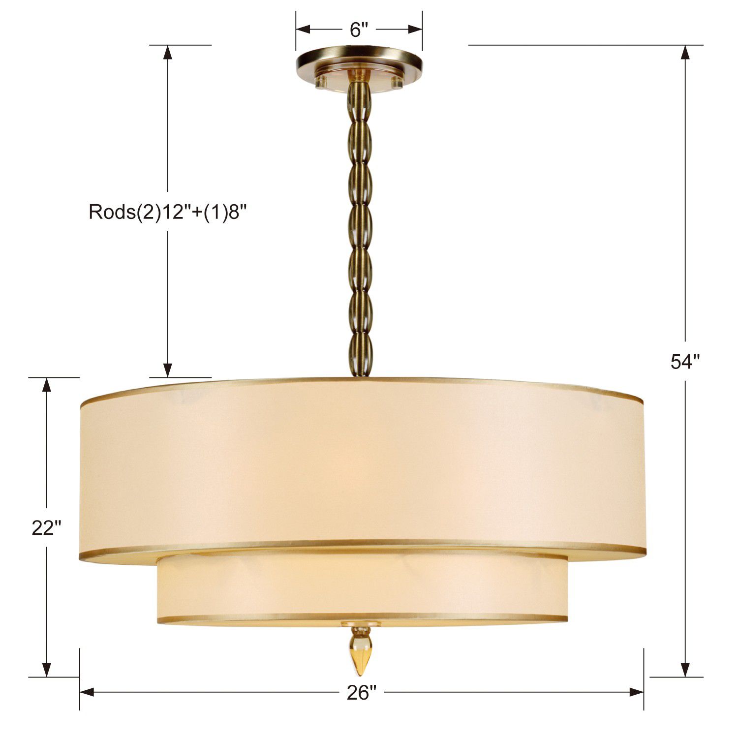 Image 3 Crystorama Luxo 26"W Antique Bass 2-Layer Drum Ceiling Light more views