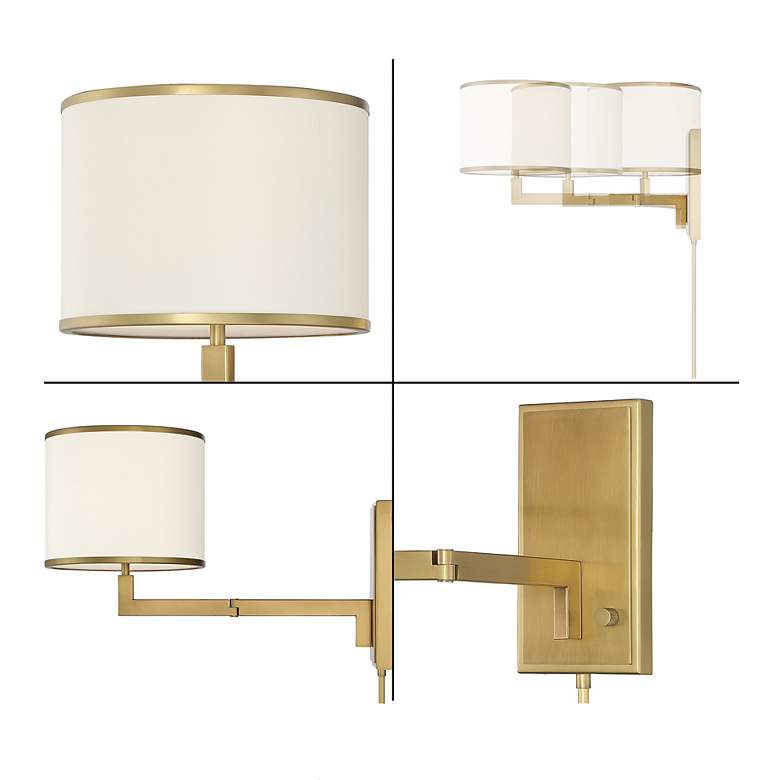 Image 2 Crystorama Madison 13" HIgh Aged Brass Plug-In Swing Arm Wall Lamp more views