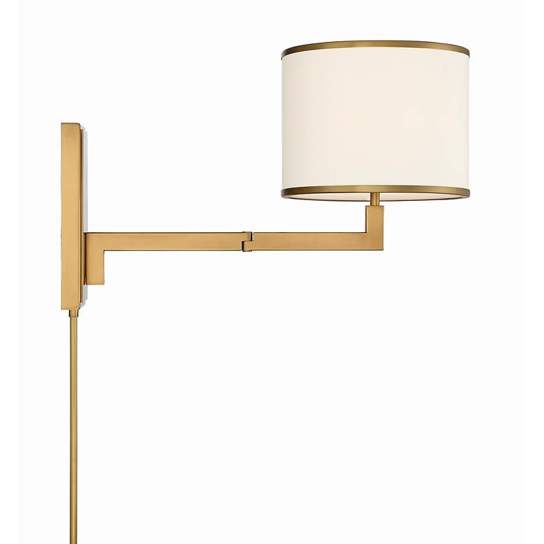 Image 4 Crystorama Madison 13" HIgh Aged Brass Plug-In Swing Arm Wall Lamp more views