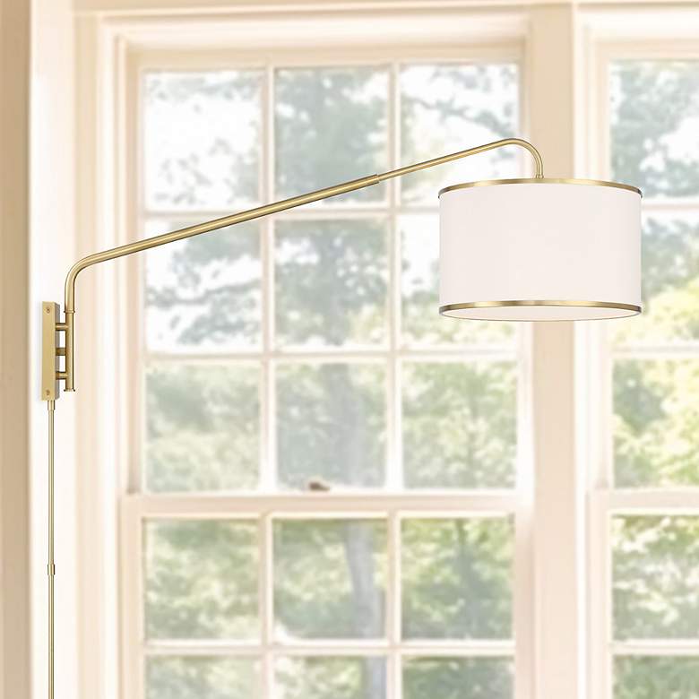 Image 1 Crystorama Mallory Soft Brass Swing Arm Wall Lamp