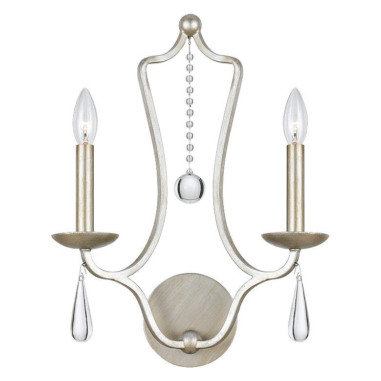 Image 1 Crystorama Manning 13" Wide 2-Light Silver Wall Sconce