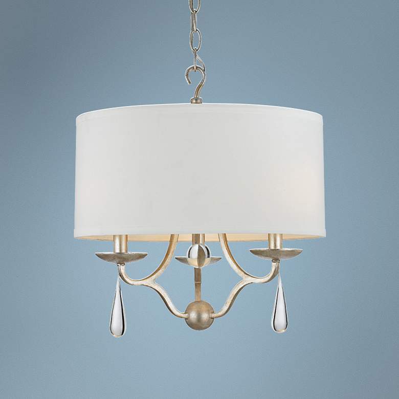 Image 1 Crystorama Manning 16" Wide Silver Leaf 3-Light Pendant