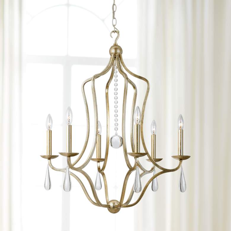 Image 1 Crystorama Manning 26 inchW Silver Leaf 6-Light Chandelier