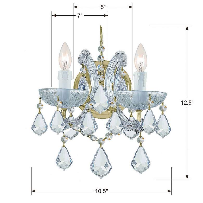 Image 5 Crystorama Maria Theresa 12 1/2"H Gold 2-Light Wall Sconce more views