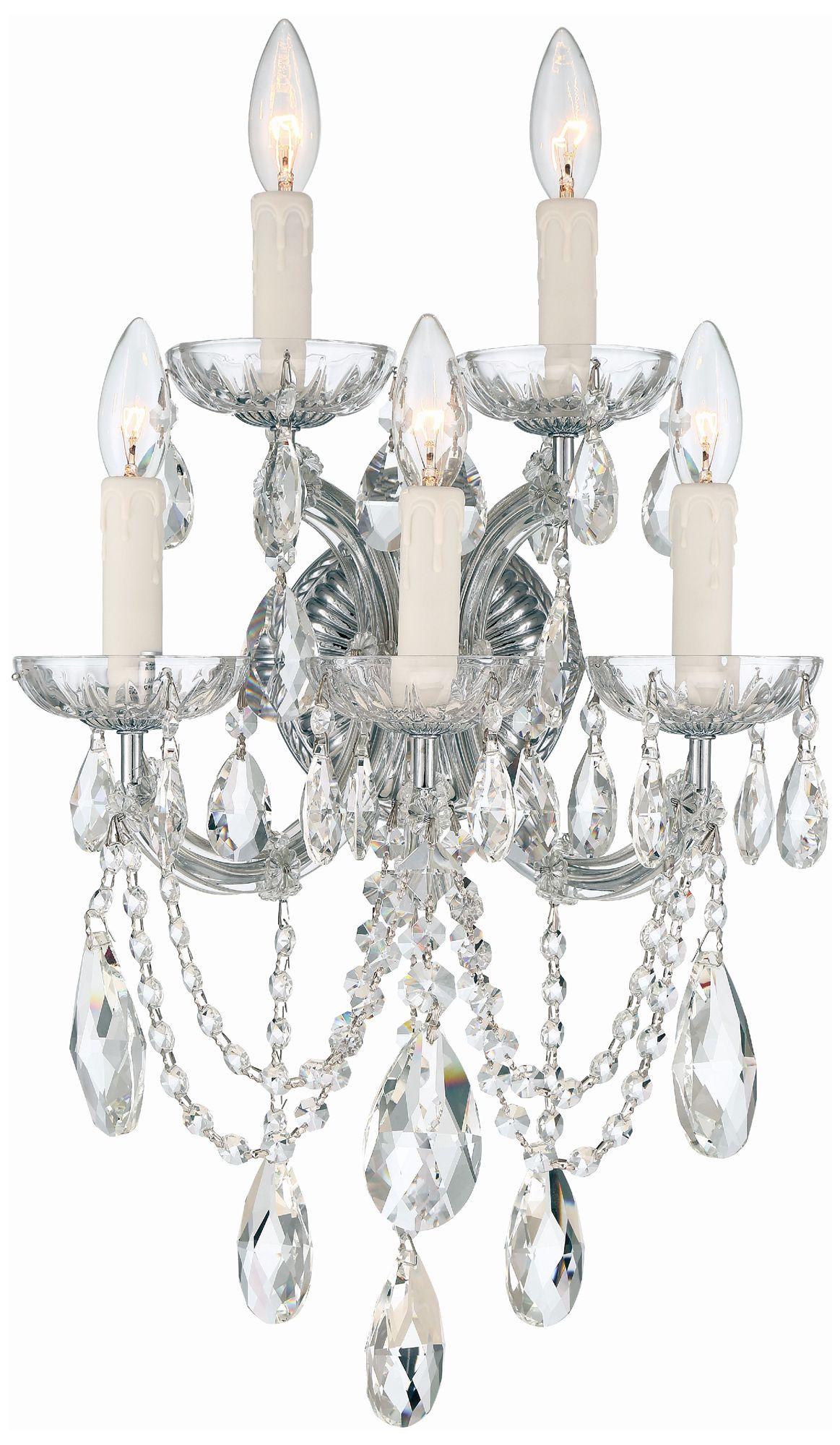 Crystorama Maria Theresa 13.5'' Hand Cut Crystal Polished Chrome Sconce
