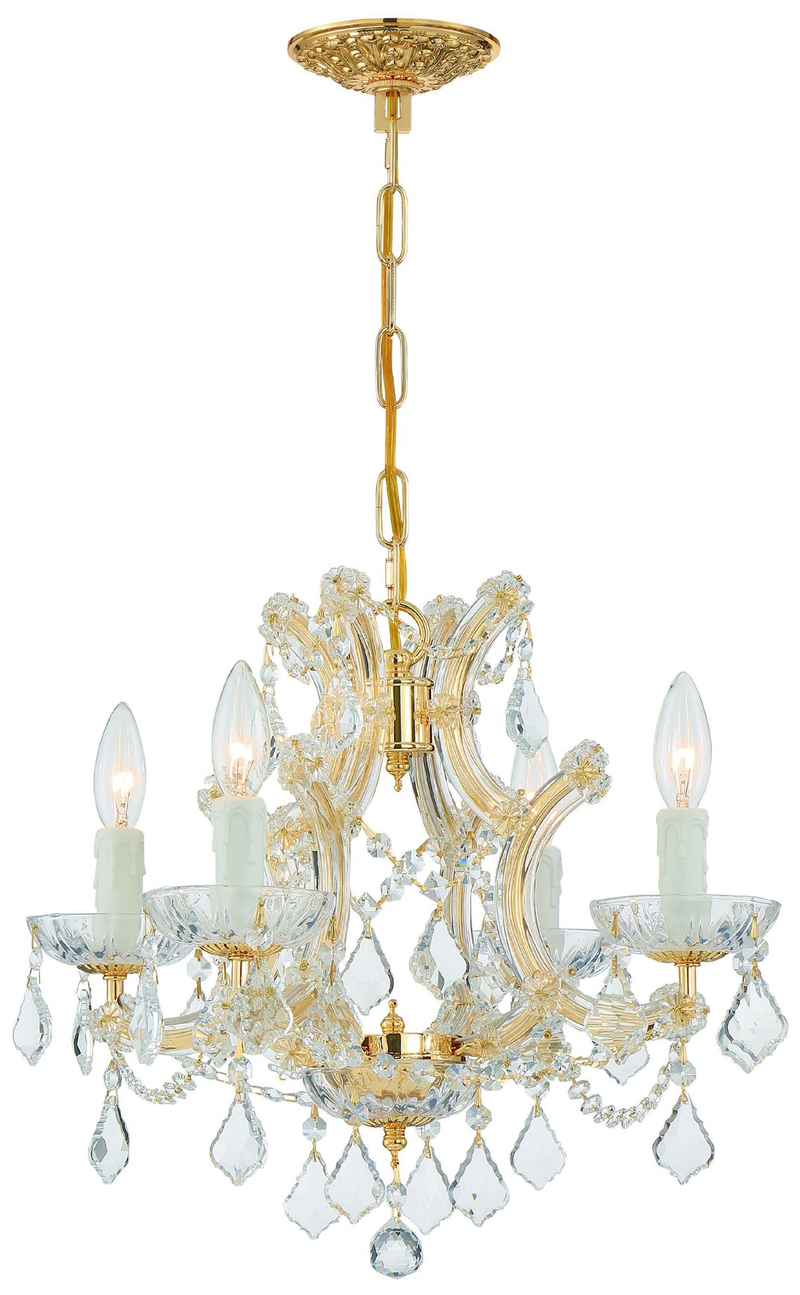 Crystorama Maria Theresa 16.5'' Hand Cut Crystal Gold Chandelier