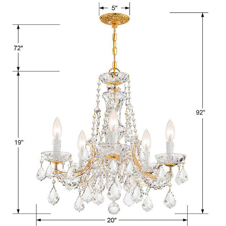 Image 7 Crystorama Maria Theresa 20" Wide 5-Light Gold and Crystal Chandelier more views