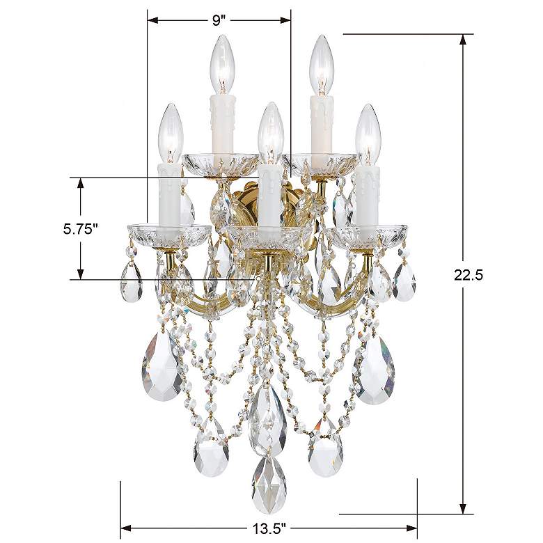 Image 6 Crystorama Maria Theresa 22 1/2"H Gold 5-Light Wall Sconce more views