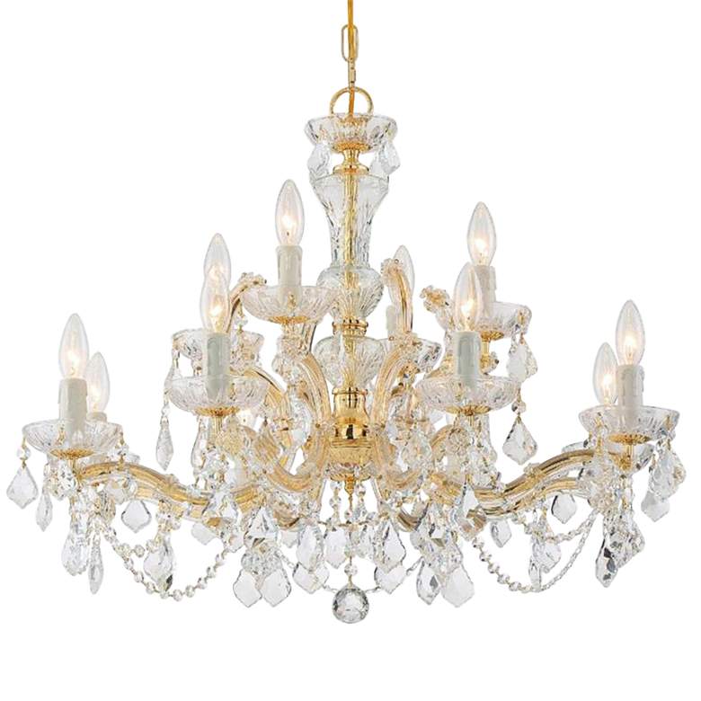Crystorama Maria Theresa 29&quot;W Gold 12-Light Crystal Chandelier