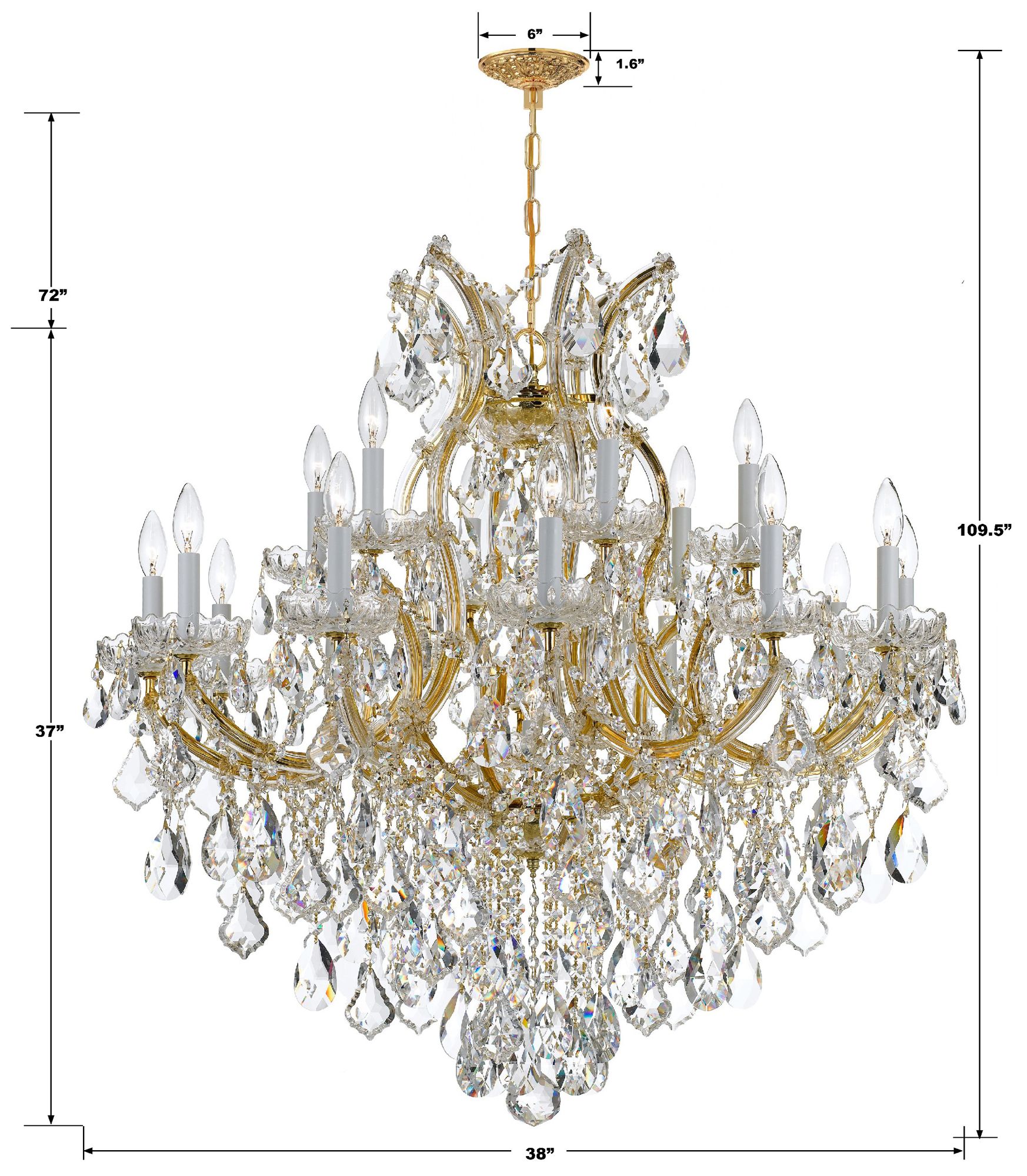 Image 2 Crystorama Maria Theresa 38'' Italian Crystal Gold Chandelier more views
