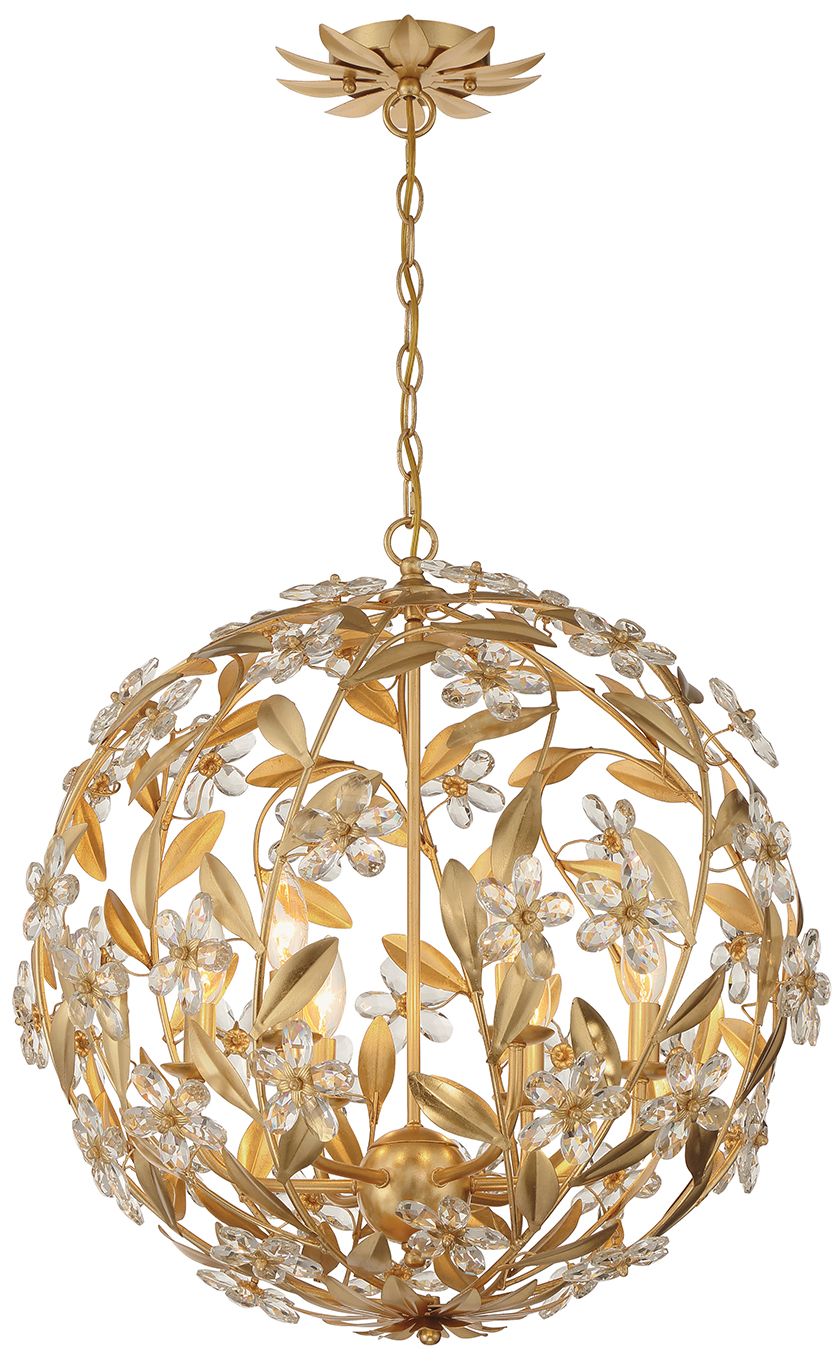 Crystorama Marselle 22'' Antique Gold Chandelier