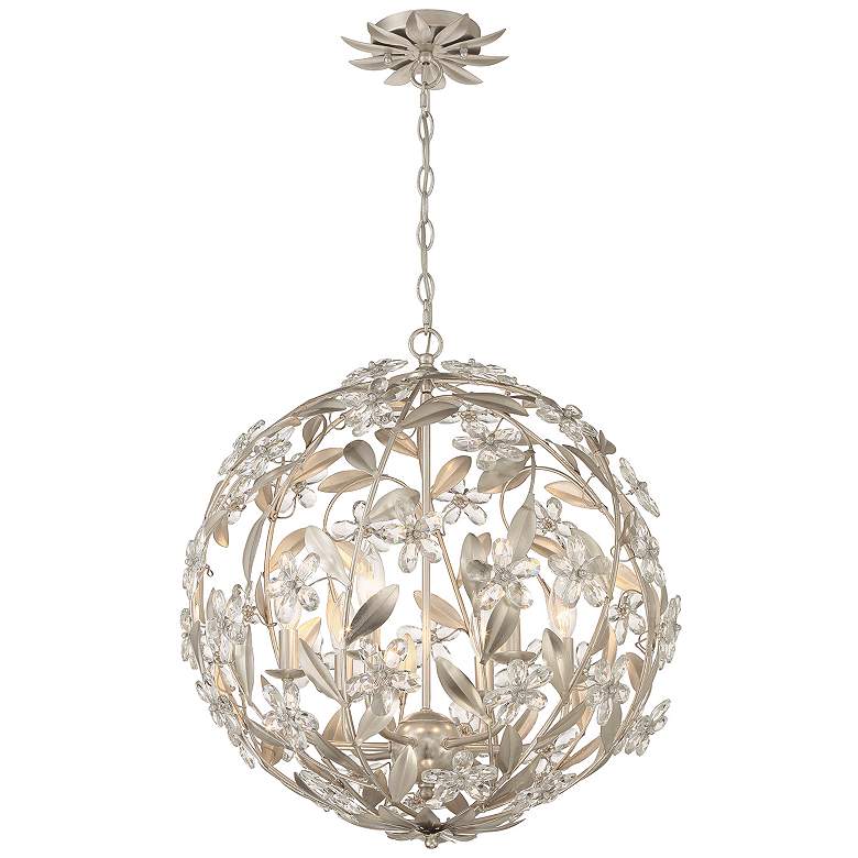 Image 1 Crystorama Marselle 22"W Antique Silver Globe Pendant Light