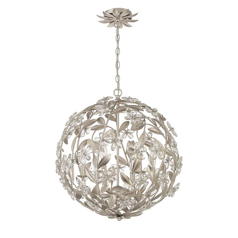 Image 2 Crystorama Marselle 22"W Antique Silver Globe Pendant Light more views