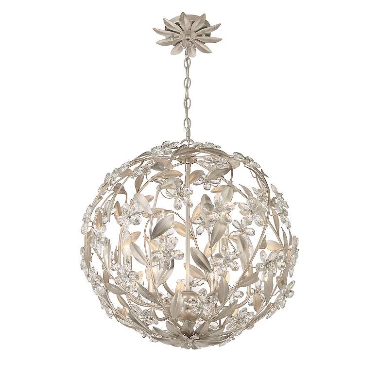 Image 4 Crystorama Marselle 22"W Antique Silver Globe Pendant Light more views