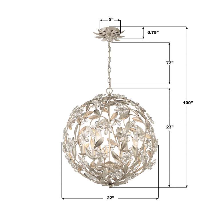 Image 7 Crystorama Marselle 22"W Antique Silver Globe Pendant Light more views
