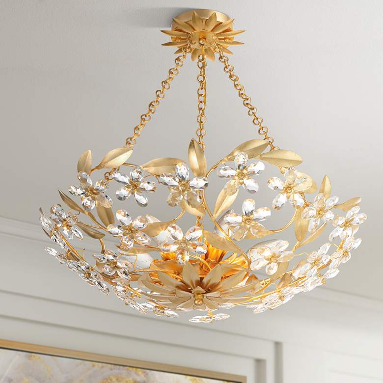Image 1 Crystorama Marselle 24"W Antique Gold 6-Light Ceiling Light