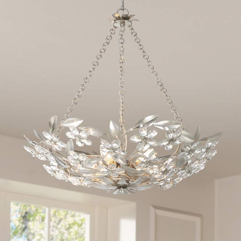 Image 1 Crystorama Marselle 24"W Antique Silver 6-Light Chandelier