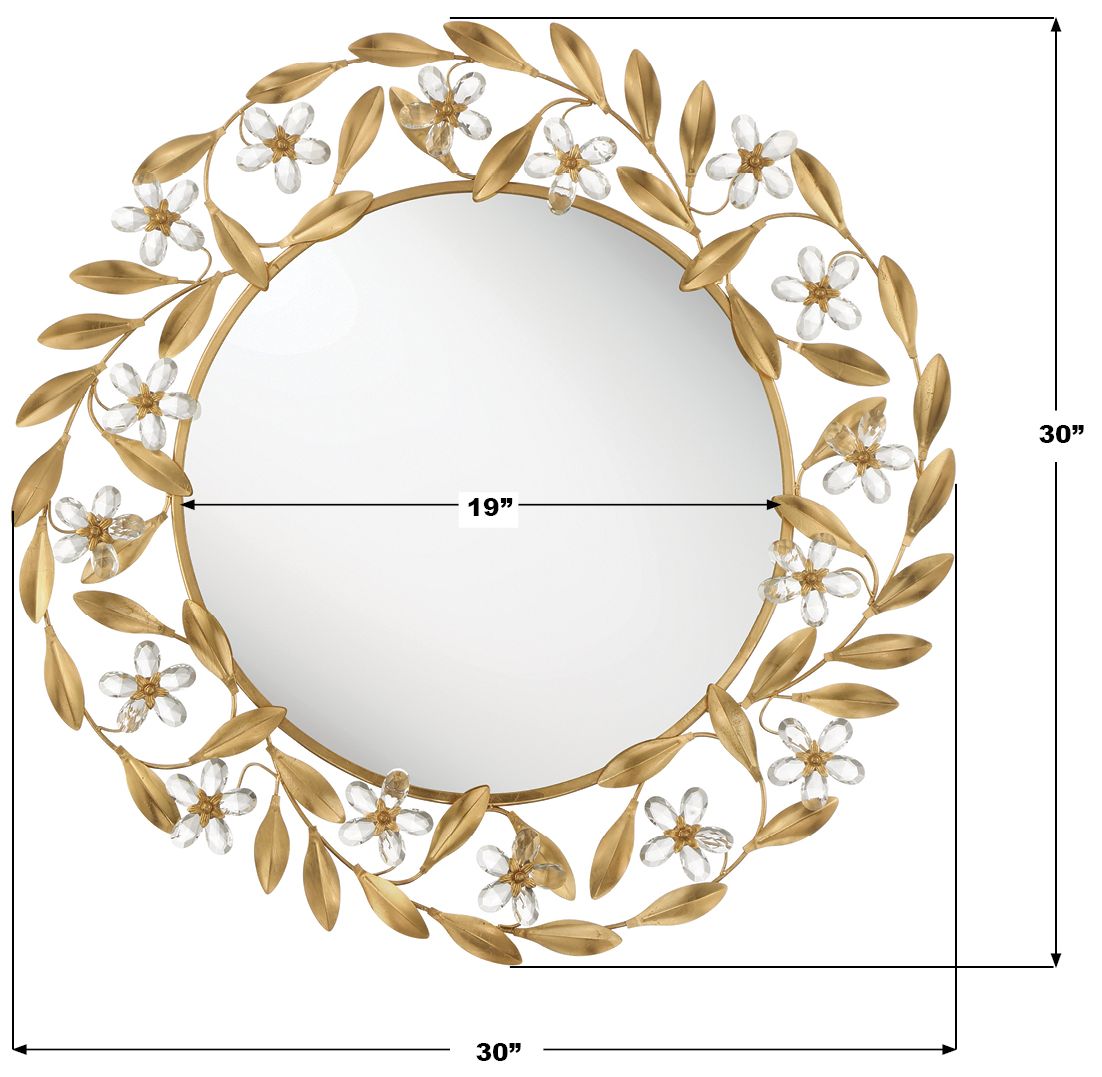 Crystorama Marselle 30'' Antique Gold Mirror