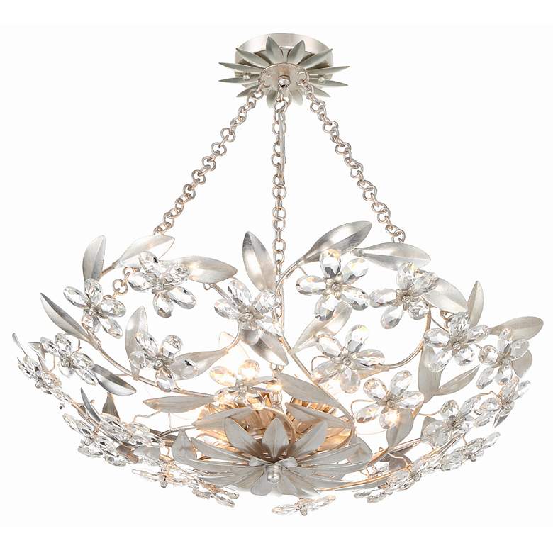 Image 2 Crystorama Marselle 6 Light Antique Silver Semi Flush Mount