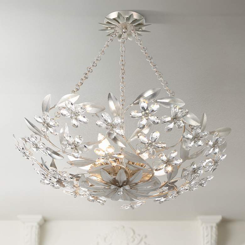 Image 1 Crystorama Marselle 6 Light Antique Silver Semi Flush Mount