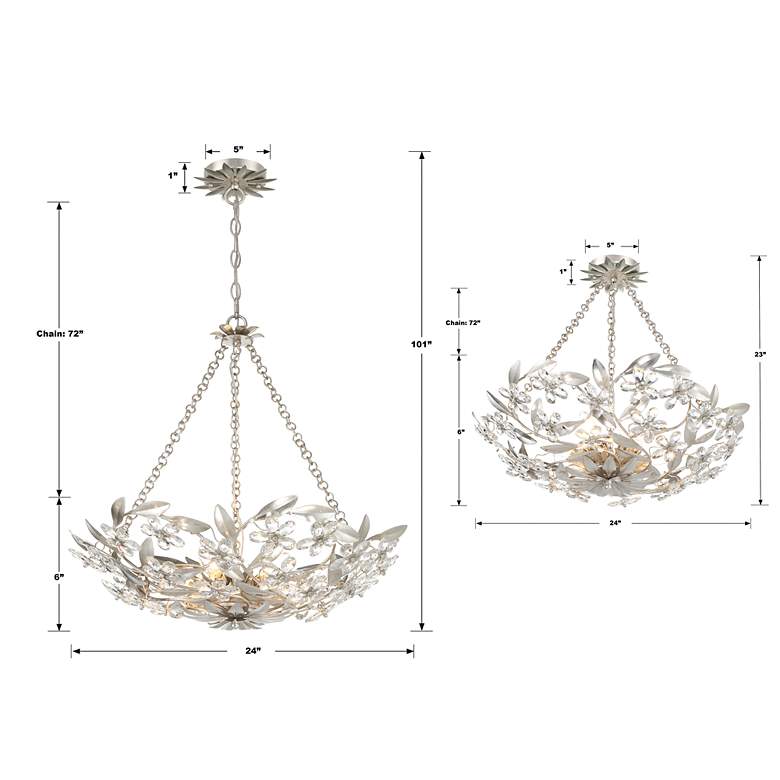 Image 6 Crystorama Marselle 6 Light Antique Silver Semi Flush Mount more views