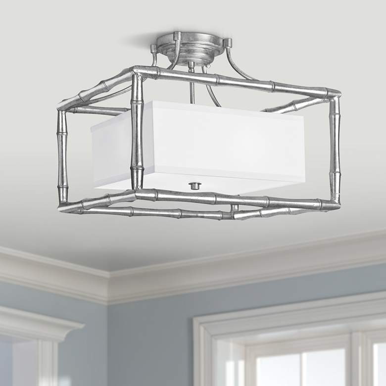 Image 1 Crystorama Masefield 16" Wide Antique Silver Ceiling Light