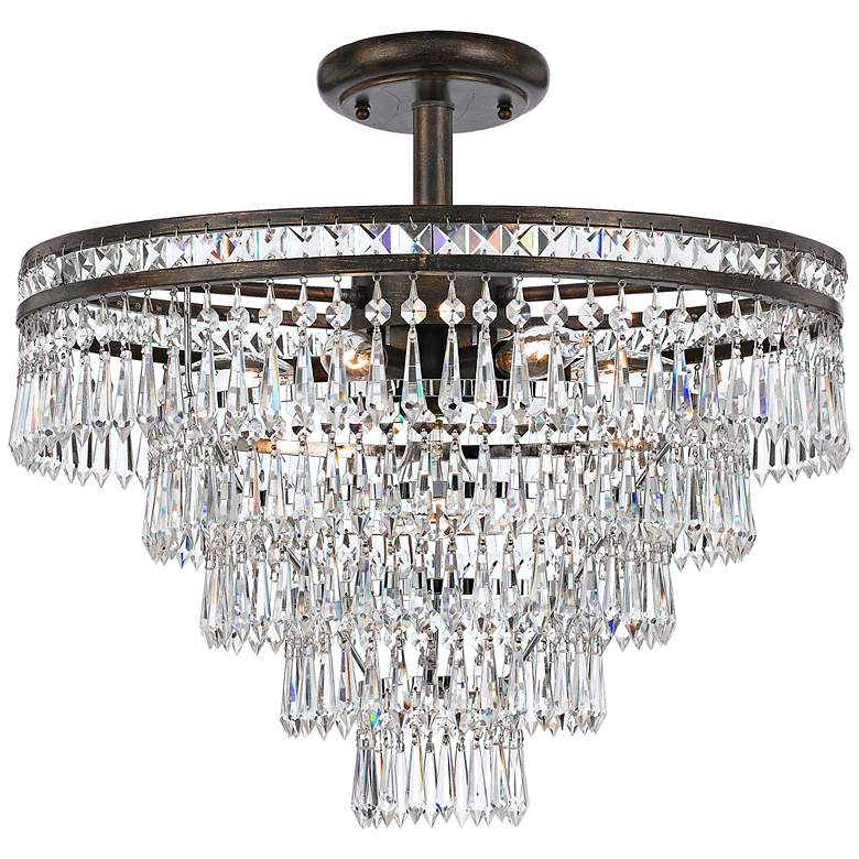 Image 1 Crystorama Mercer 20 inch Wide Crystal Bronze Ceiling Light