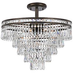 Crystorama Mercer 20&quot; Wide Crystal Bronze Ceiling Light