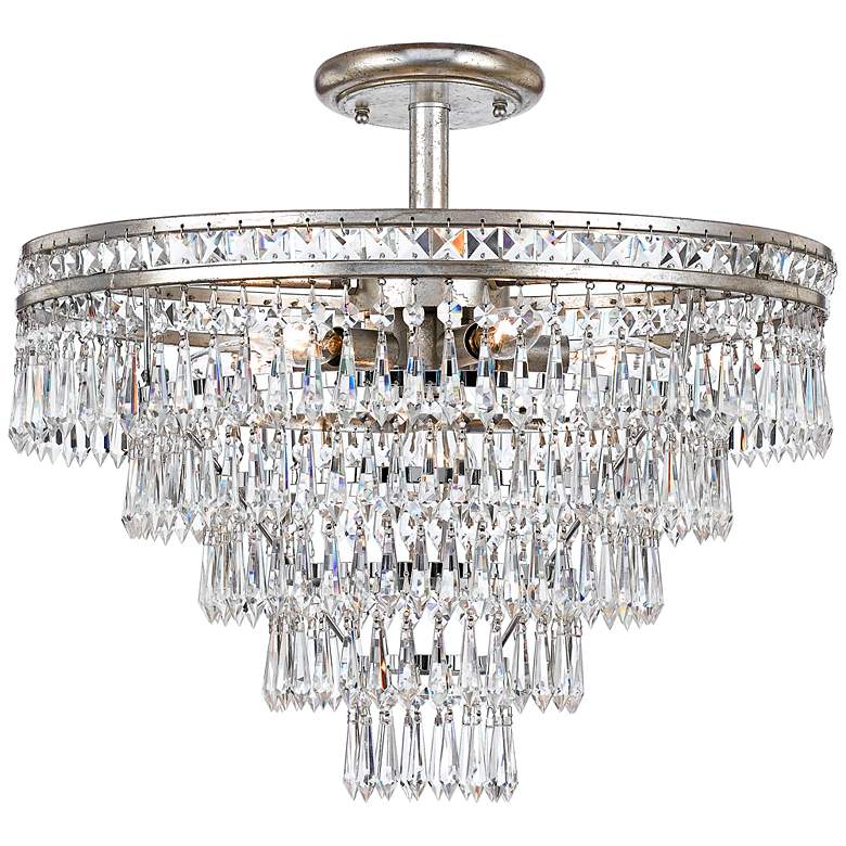 Image 2 Crystorama Mercer 20" Wide Crystal Silver Ceiling Light