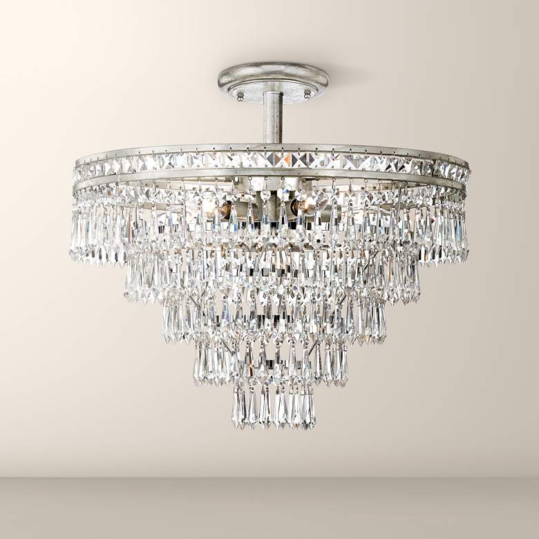 Image 1 Crystorama Mercer 20" Wide Crystal Silver Ceiling Light
