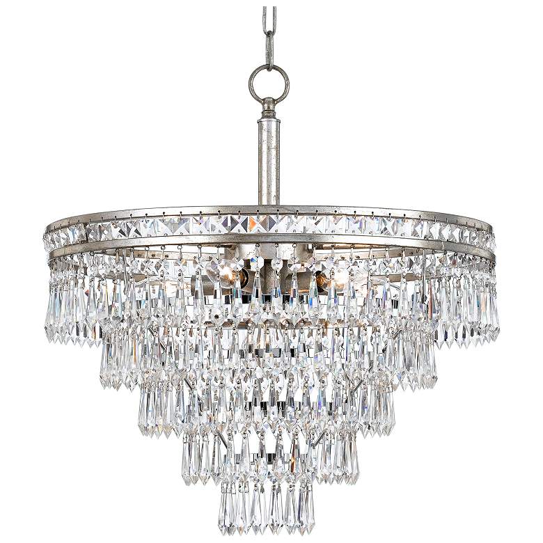 Image 2 Crystorama Mercer 20" Wide Tiered Olde Silver and Crystal Chandelier