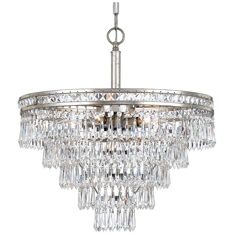 Image 2 Crystorama Mercer 20" Wide Tiered Olde Silver and Crystal Chandelier