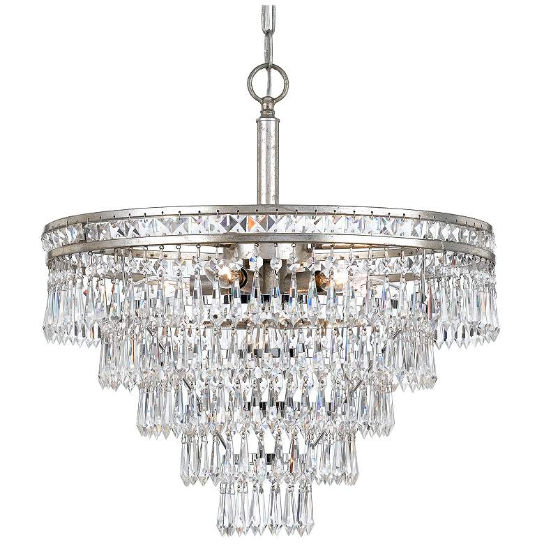 Image 2 Crystorama Mercer 20 inch Wide Tiered Olde Silver and Crystal Chandelier