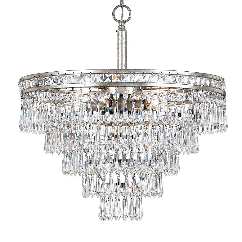 Image 3 Crystorama Mercer 20 inch Wide Tiered Olde Silver and Crystal Chandelier more views