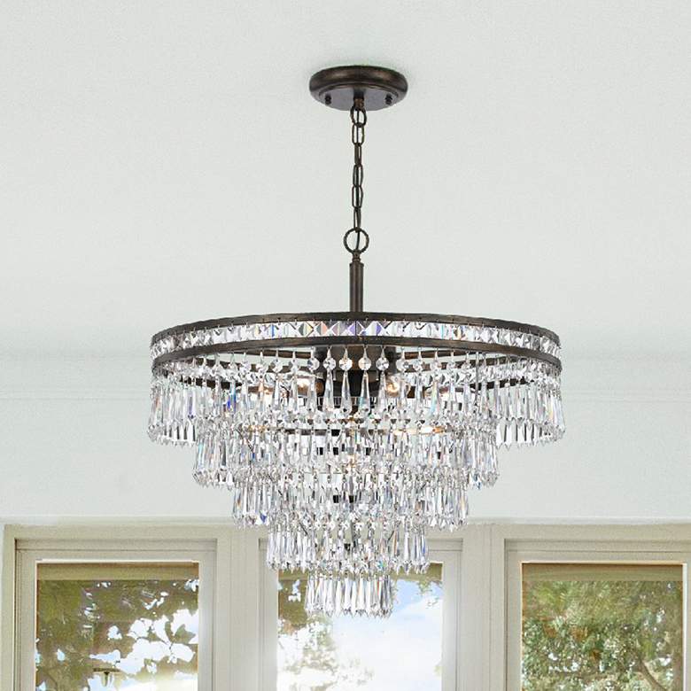 Image 1 Crystorama Mercer 20"W English Bronze and Crystal Chandelier
